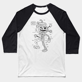 Jack o Lantern anatomy - Lines Baseball T-Shirt